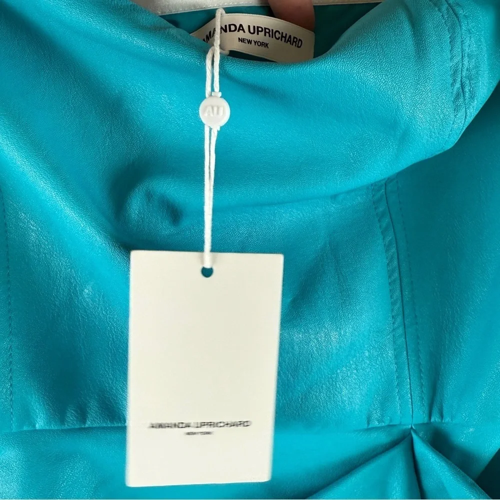 Amanda Uprichard Mohan Faux Leather Mini Dress in Marina Small New - Picture 9 of 9